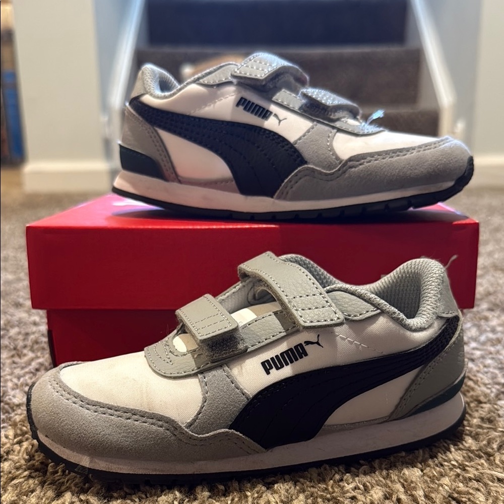Puma Gray and Black Sneakers with Velcro Straps